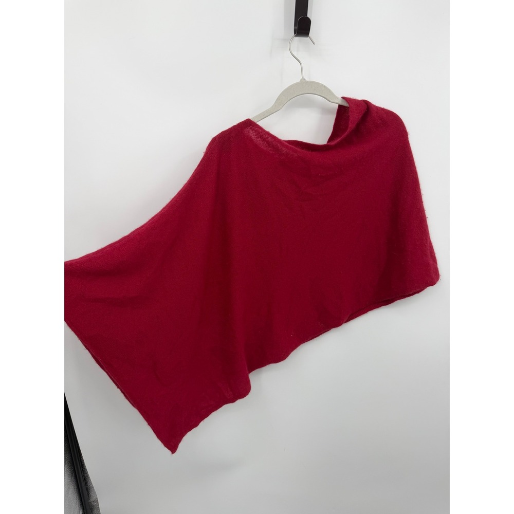 Claudia Nichole Cashmere Poncho Women One Size Red Asymmetrical Wrap Wrap